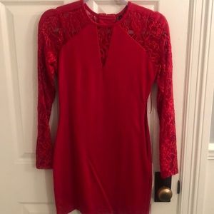Red bodycon long sleeve mini dress from GUESS